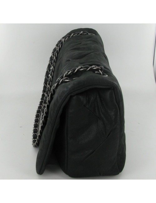 Jumbo en cuir irisé gris anthracite CHANEL