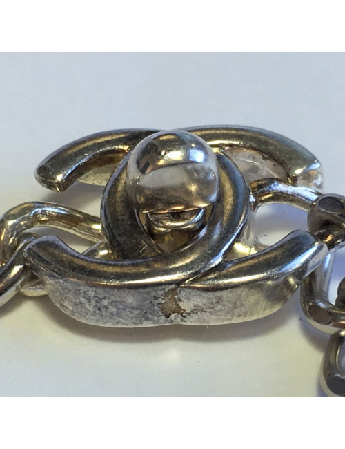 Collier CHANEL en métal argenté