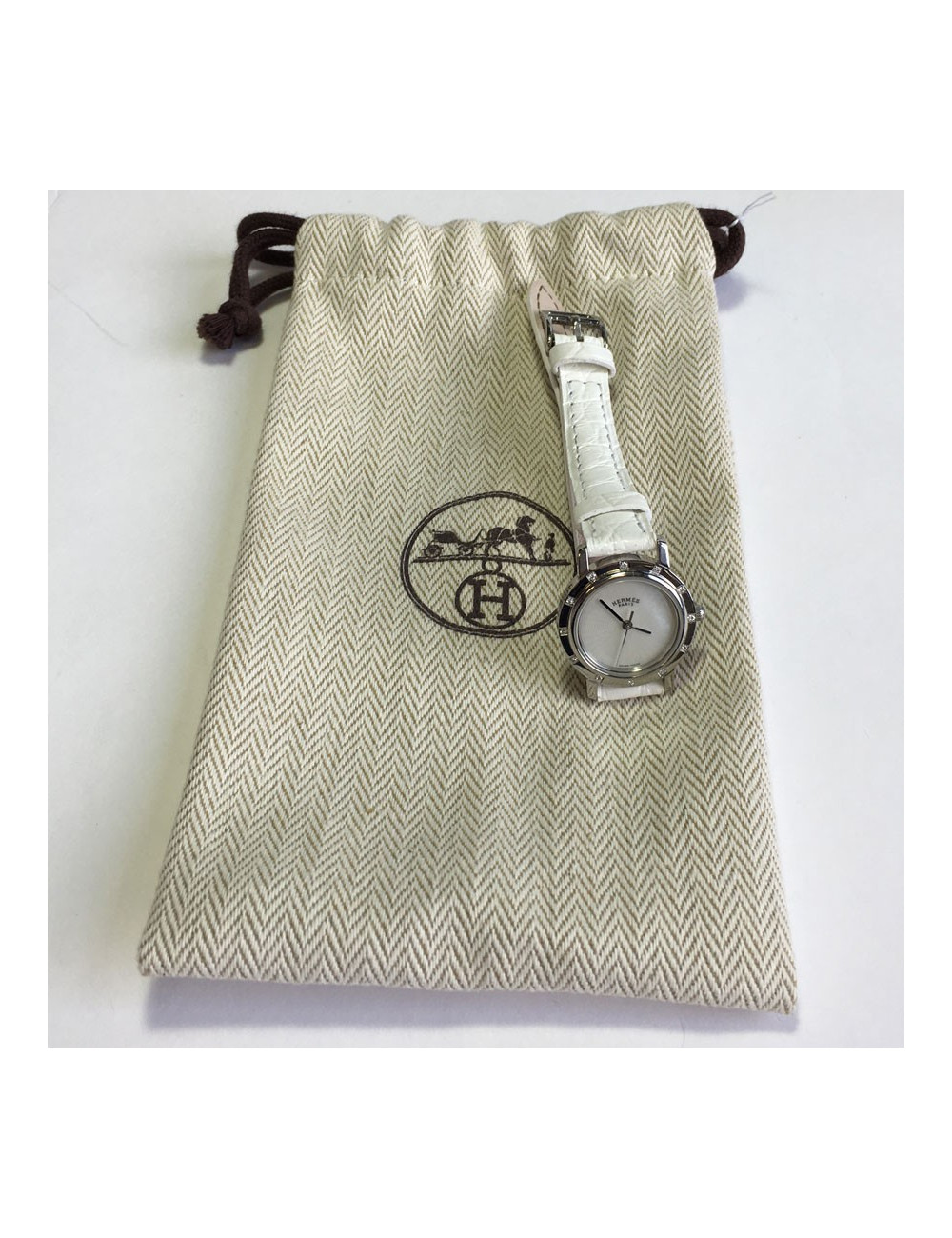 Montre HERMES Clipper acier et brillants