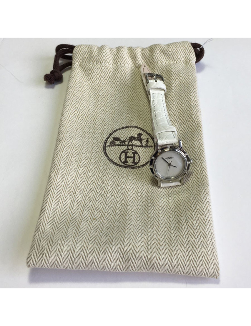 Montre HERMES Clipper acier et brillants