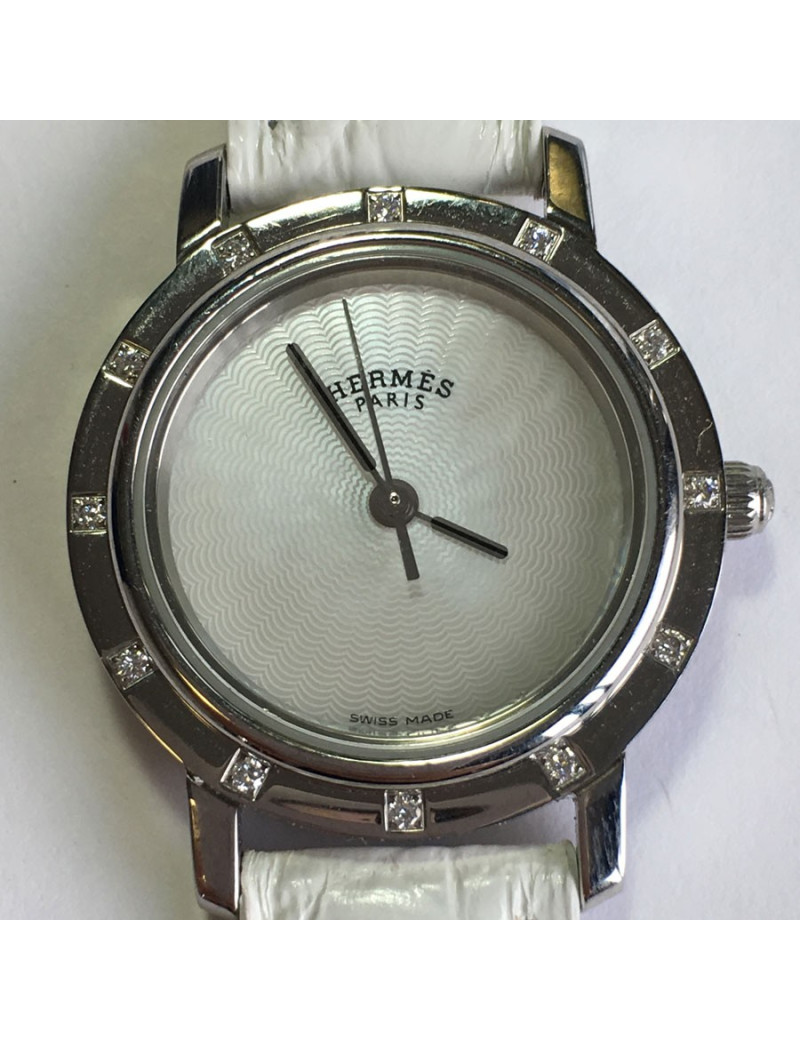 Montre HERMES Clipper acier et brillants