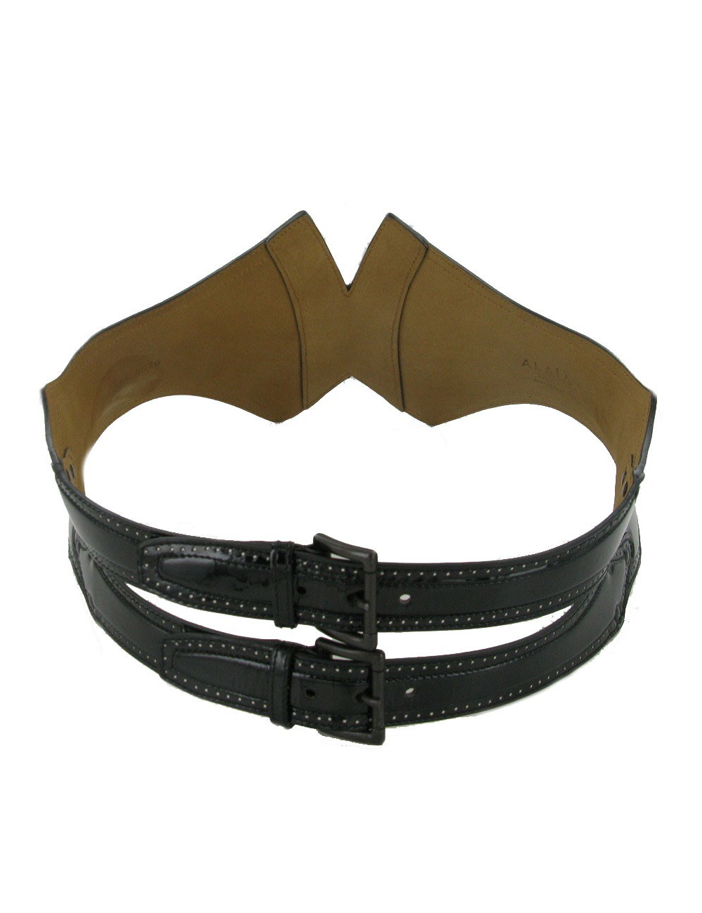Ceinture cuir verni noir ALAIA
