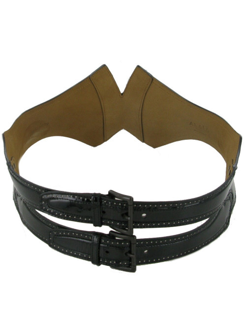 Ceinture cuir verni noir ALAIA