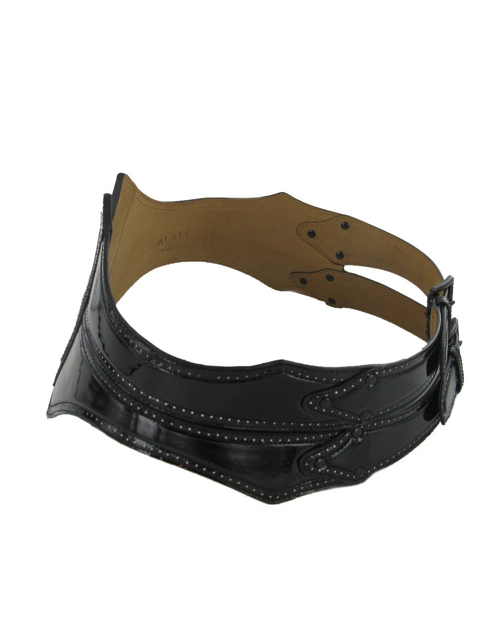 Ceinture cuir verni noir ALAIA