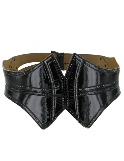 Ceinture cuir verni noir ALAIA