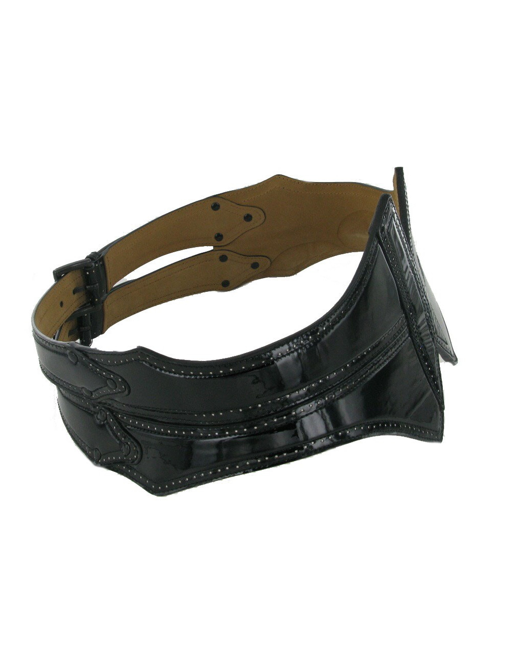 Ceinture cuir verni noir ALAIA