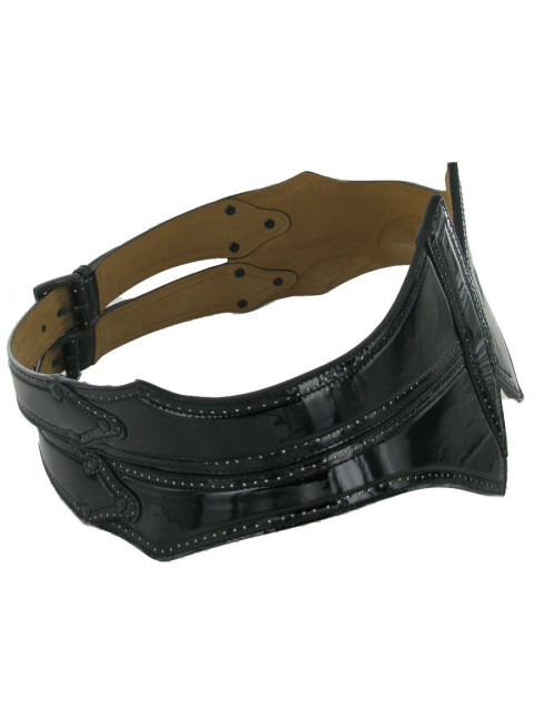 Ceinture cuir verni noir ALAIA