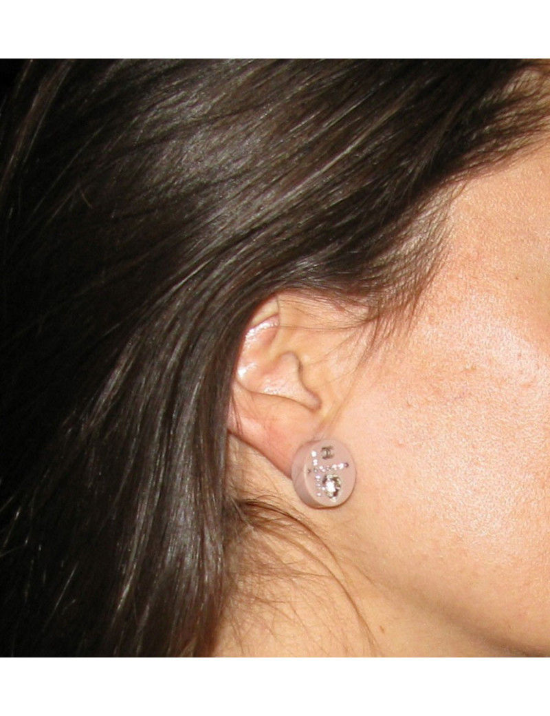 Boucles d'oreilles clips strass et coeur CHANEL