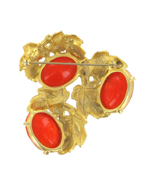 PIN Vntage SCHIAPARELLI coral glass