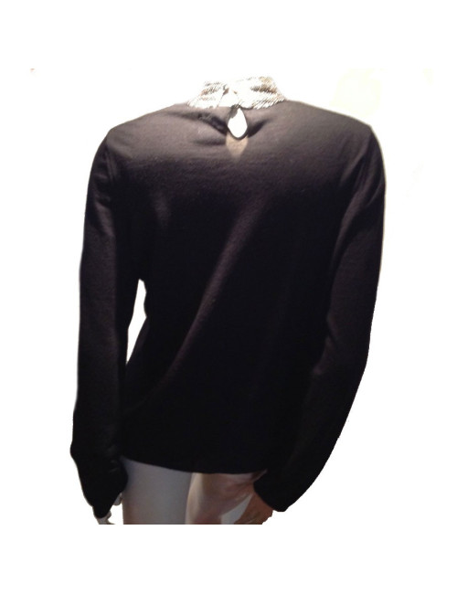 CHANEL sweater in black cashmere and removable neck chainmail