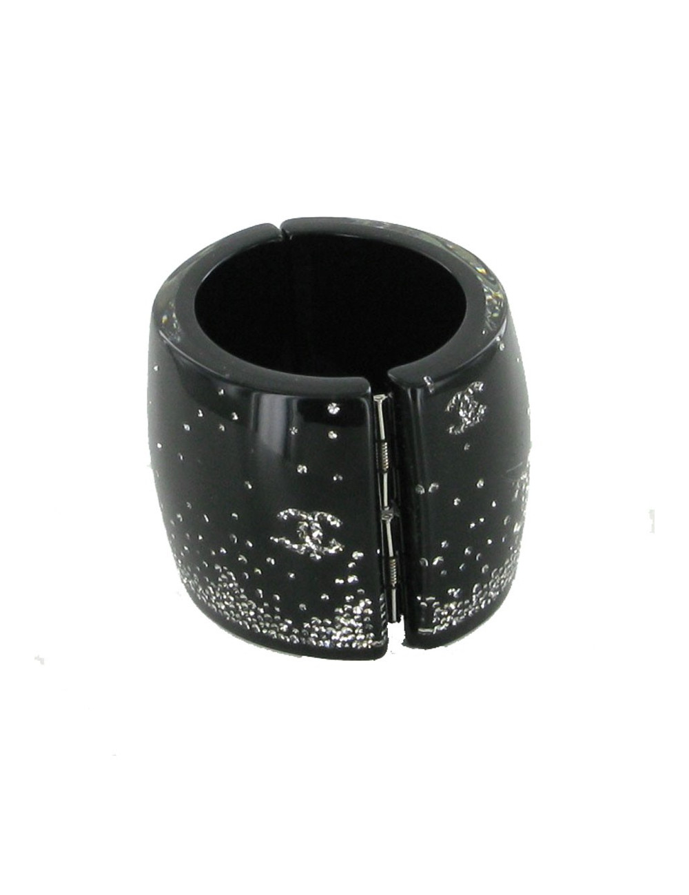 CHANEL cuff black resin encrusted with Rhinestones