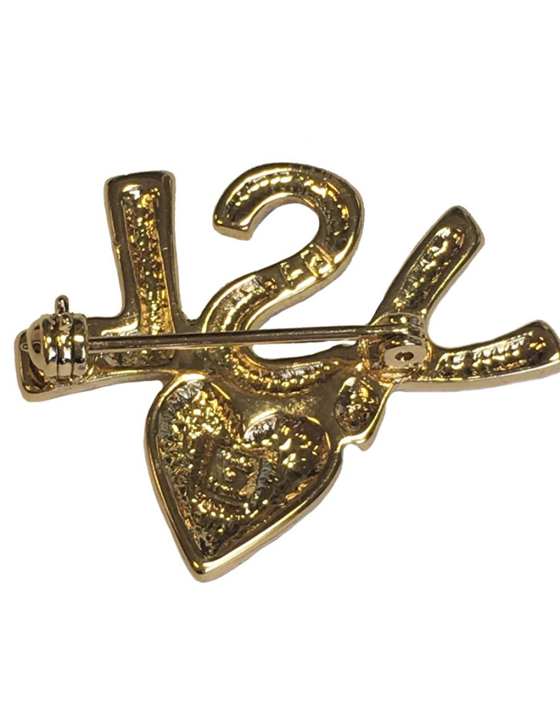 Broche YVES SAINT LAURENT YSL en métal doré
