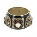 Cuff Couture CHANEL matte gold metal and black resin