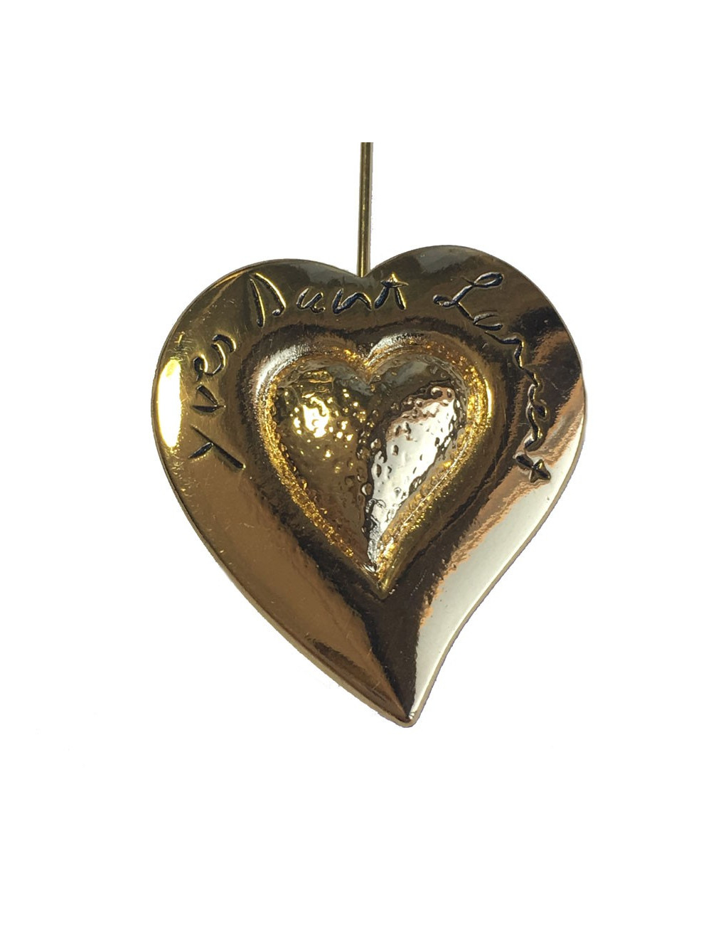  YSL YVES SAINT LAURENT two hearts in gilded metal brooch