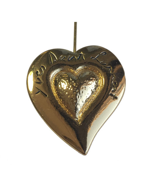  YSL YVES SAINT LAURENT two hearts in gilded metal brooch
