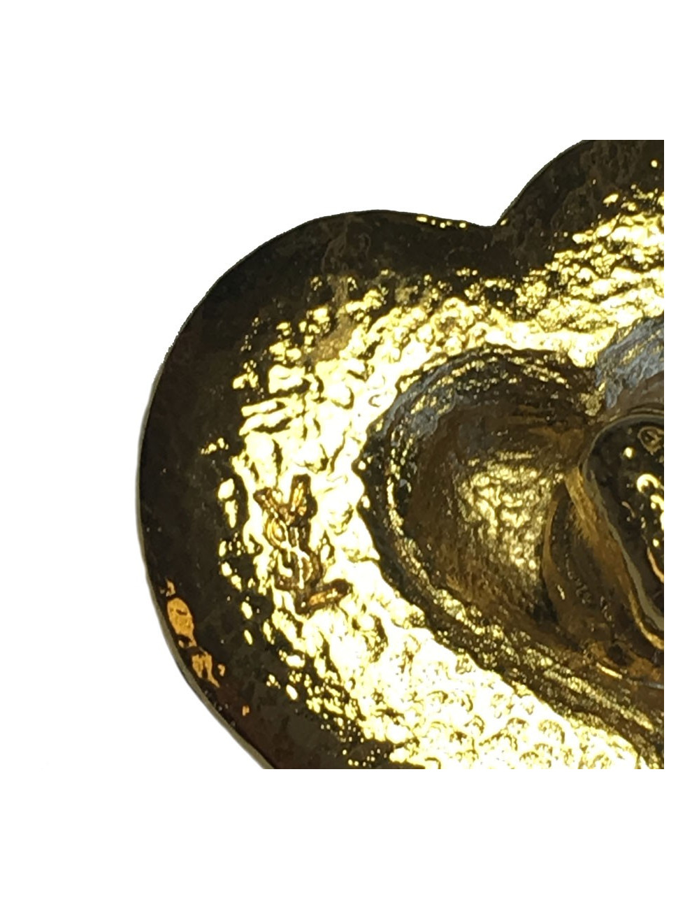  YSL YVES SAINT LAURENT two hearts in gilded metal brooch