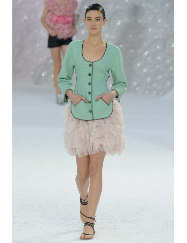 Chanel T 36 fr "Les fonds marins" jacket in green cotton tweed 2