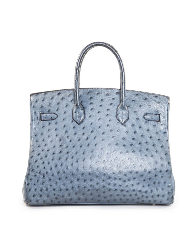 Blue jean Birkin 35 ostrich bag