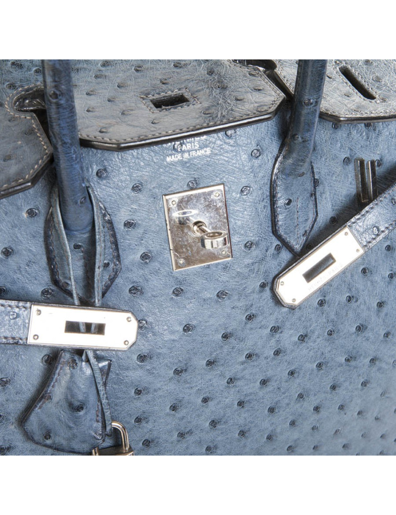 Blue jean Birkin 35 ostrich bag