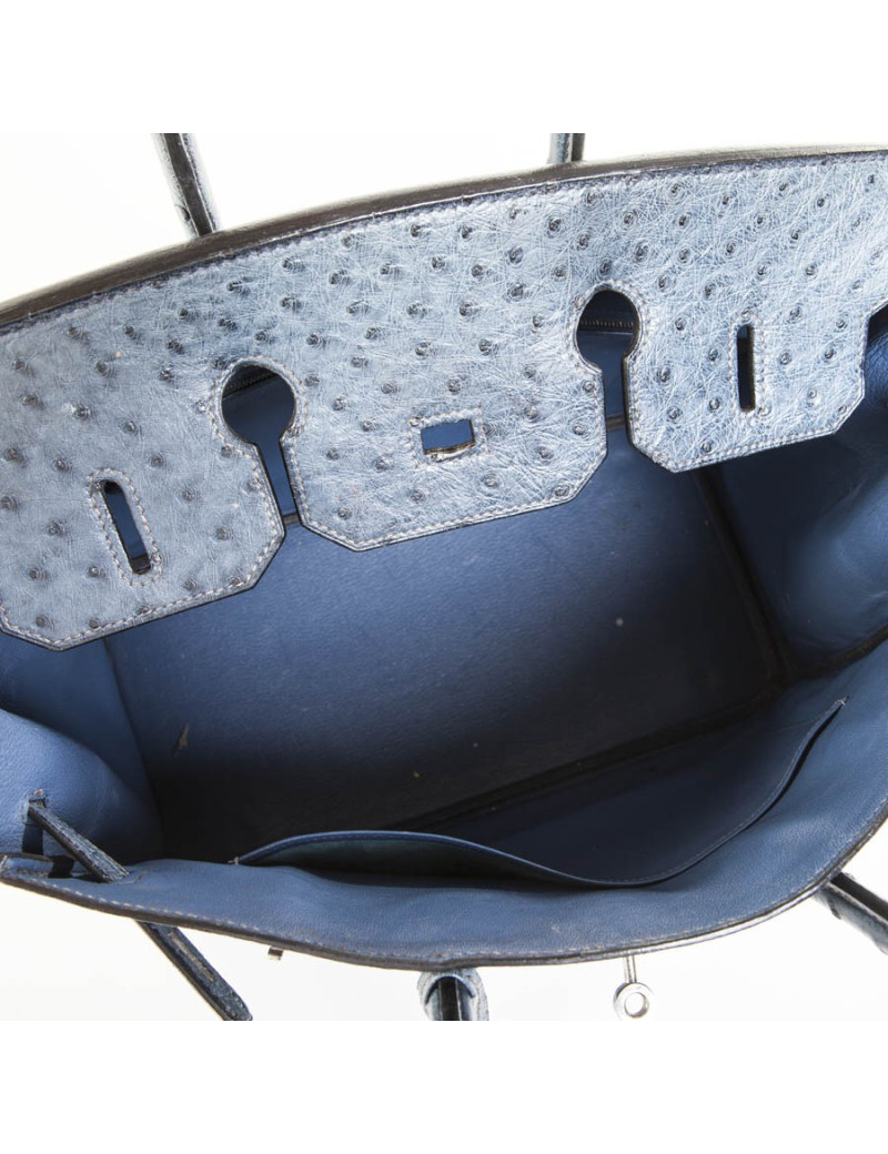 Blue jean Birkin 35 ostrich bag