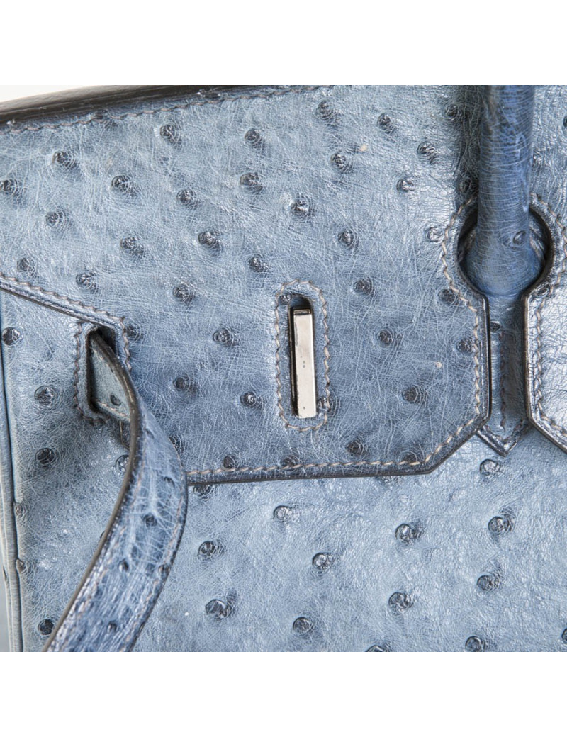 Blue jean Birkin 35 ostrich bag