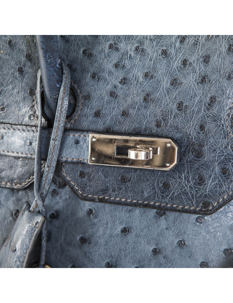 Blue jean Birkin 35 ostrich bag