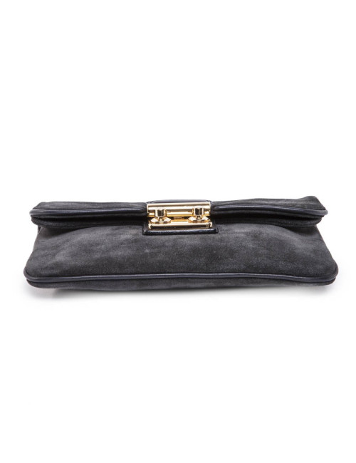 Clutch LOUIS VUITTON anthracite suede