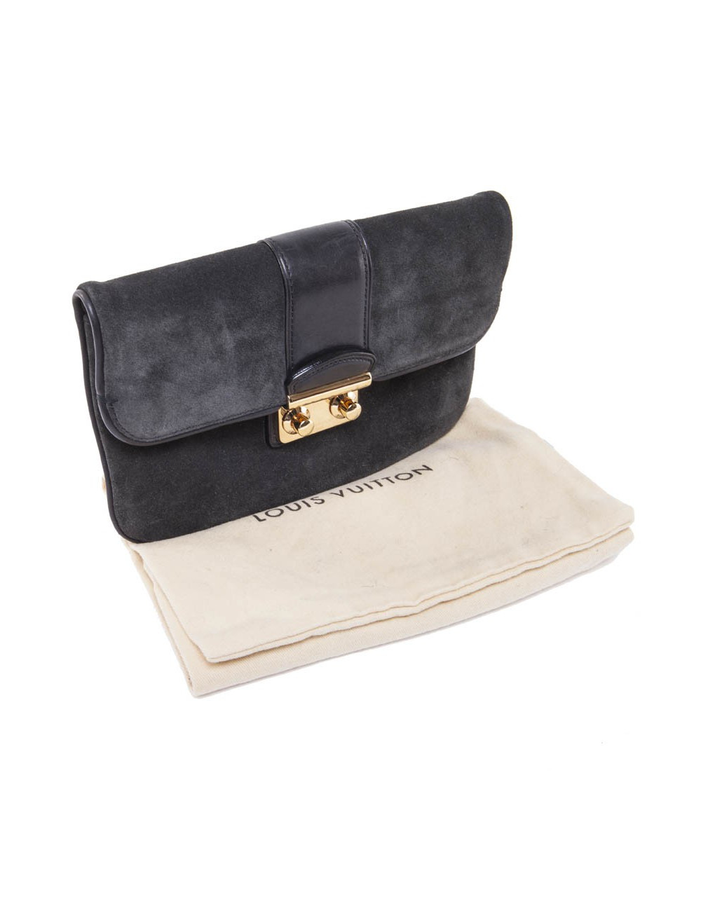 Clutch LOUIS VUITTON anthracite suede