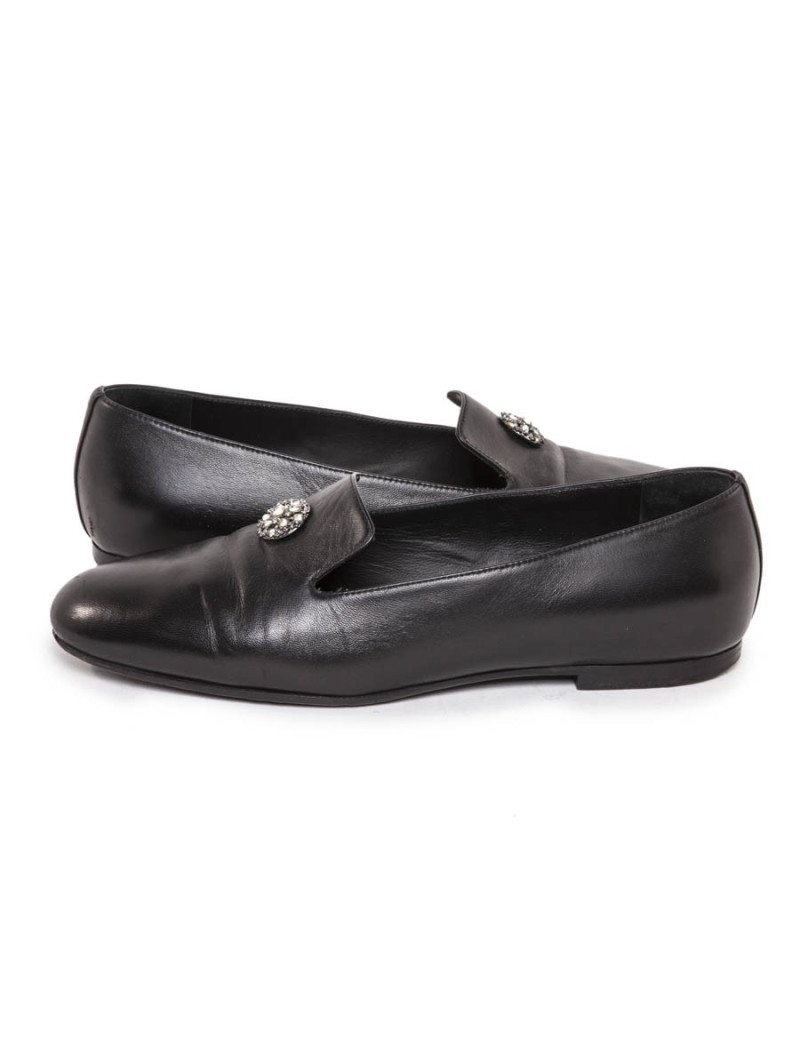 Ballerines CHANEL T 39 cuir noir