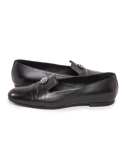 Ballerines CHANEL T 39 cuir noir