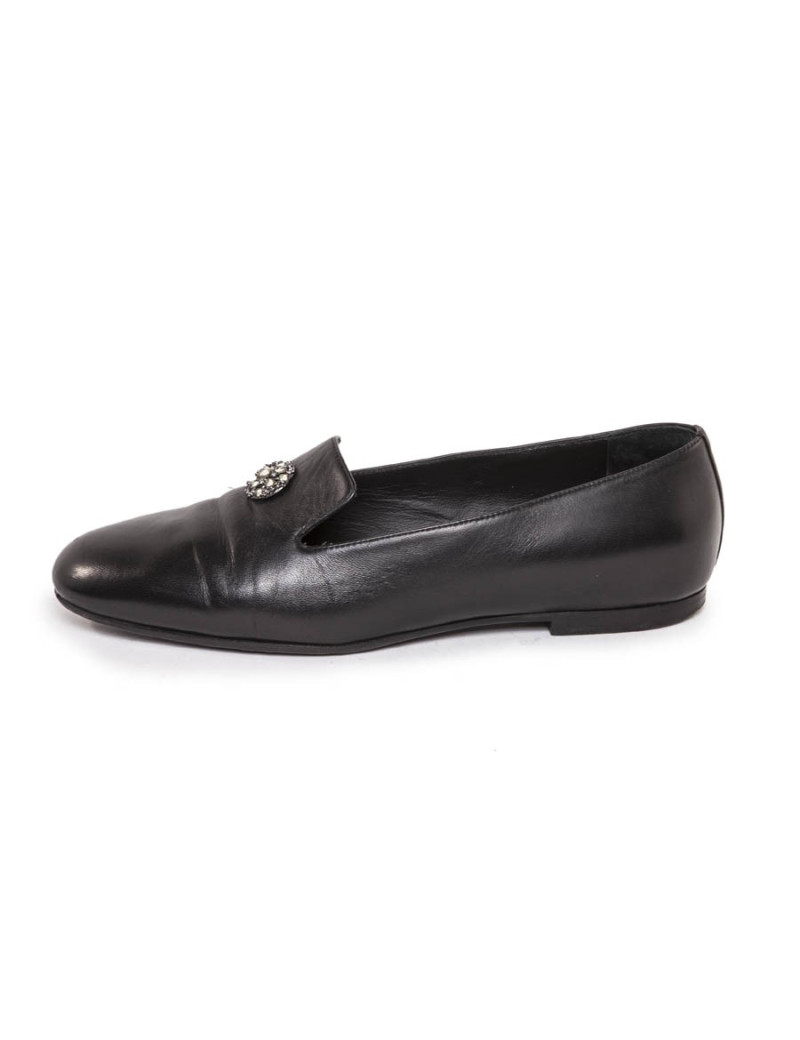 Ballerines CHANEL T 39 cuir noir