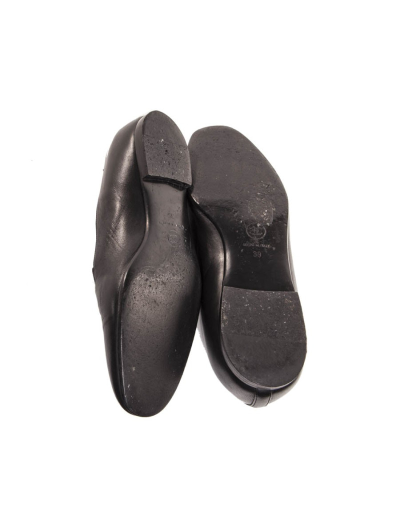 Ballerines CHANEL T 39 cuir noir