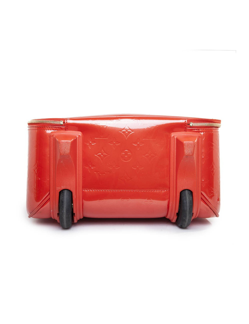 Valise à roulettes LOUIS VUITTON cuir verni orange