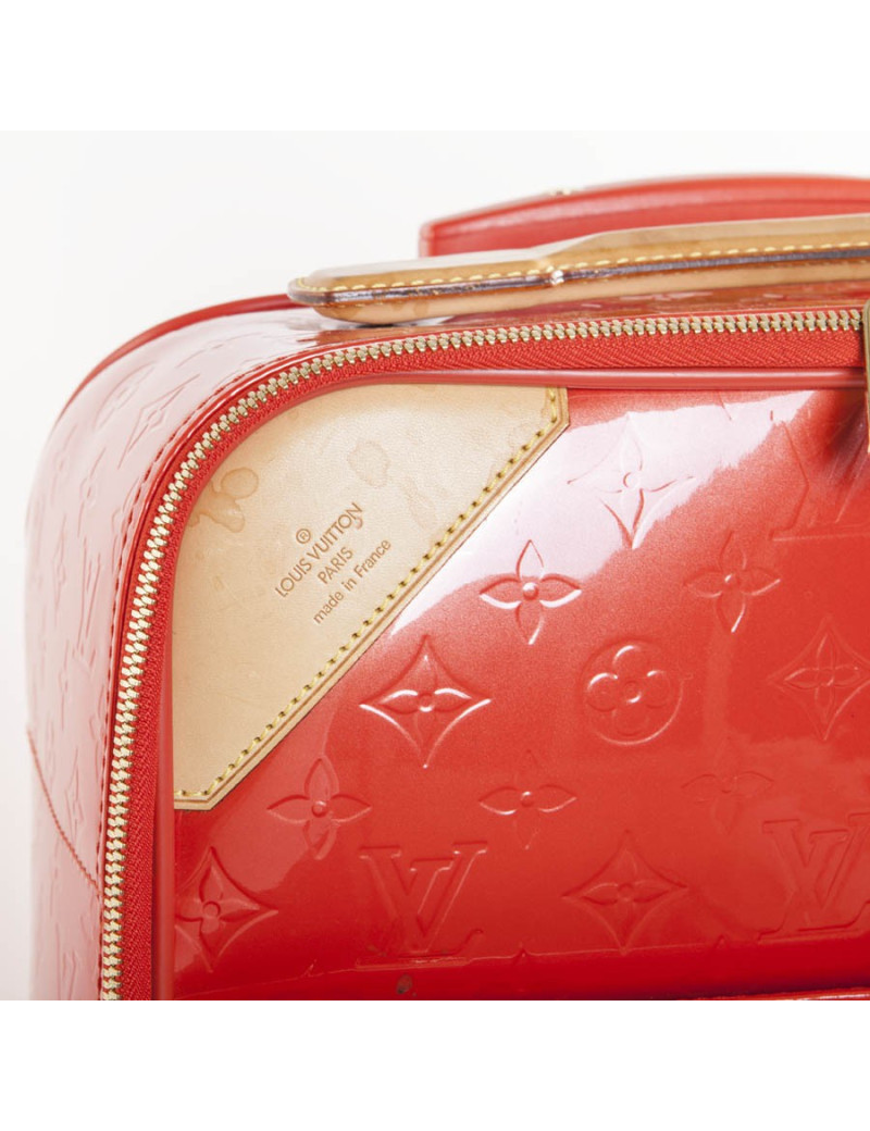 Valise à roulettes LOUIS VUITTON cuir verni orange