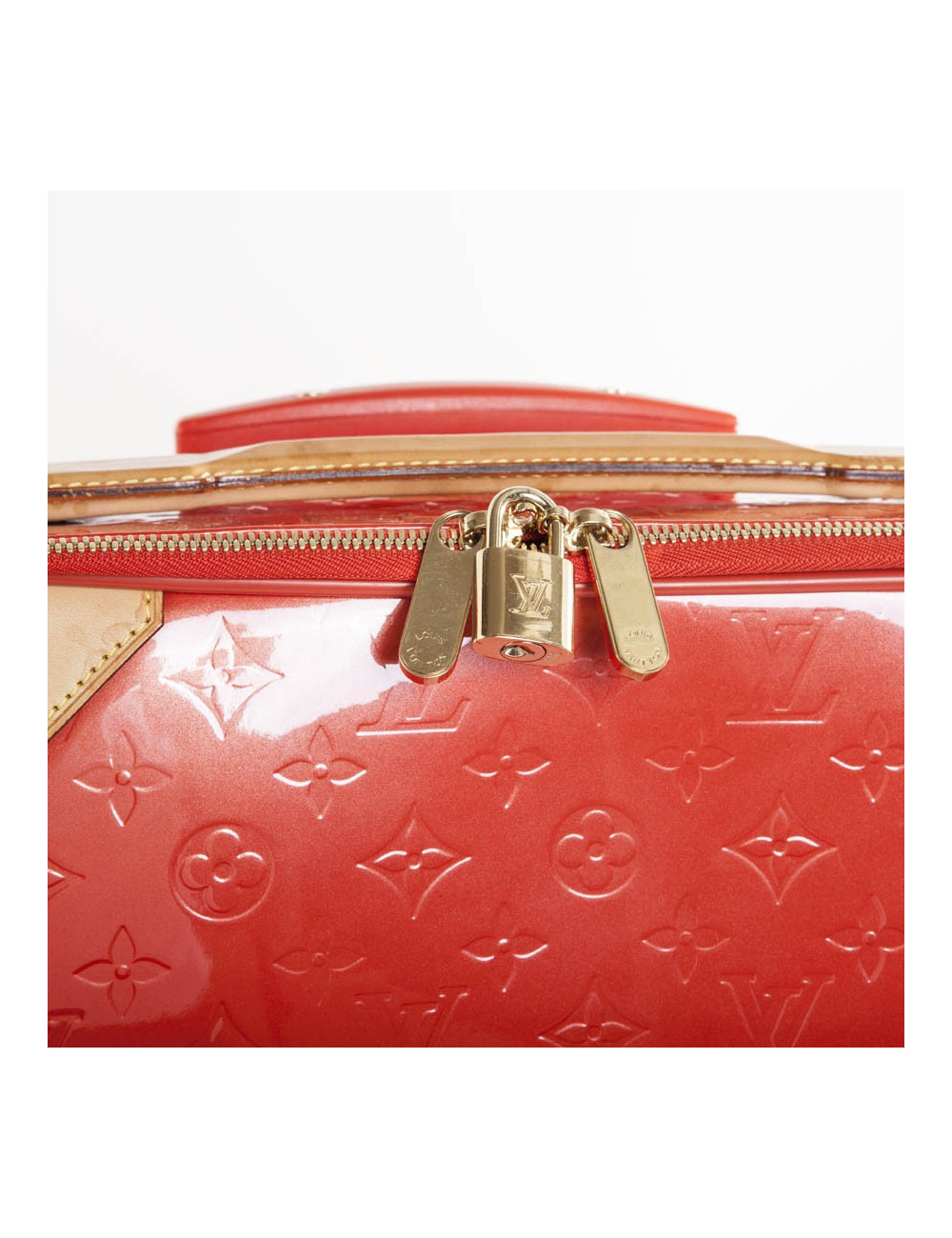 Valise à roulettes LOUIS VUITTON cuir verni orange