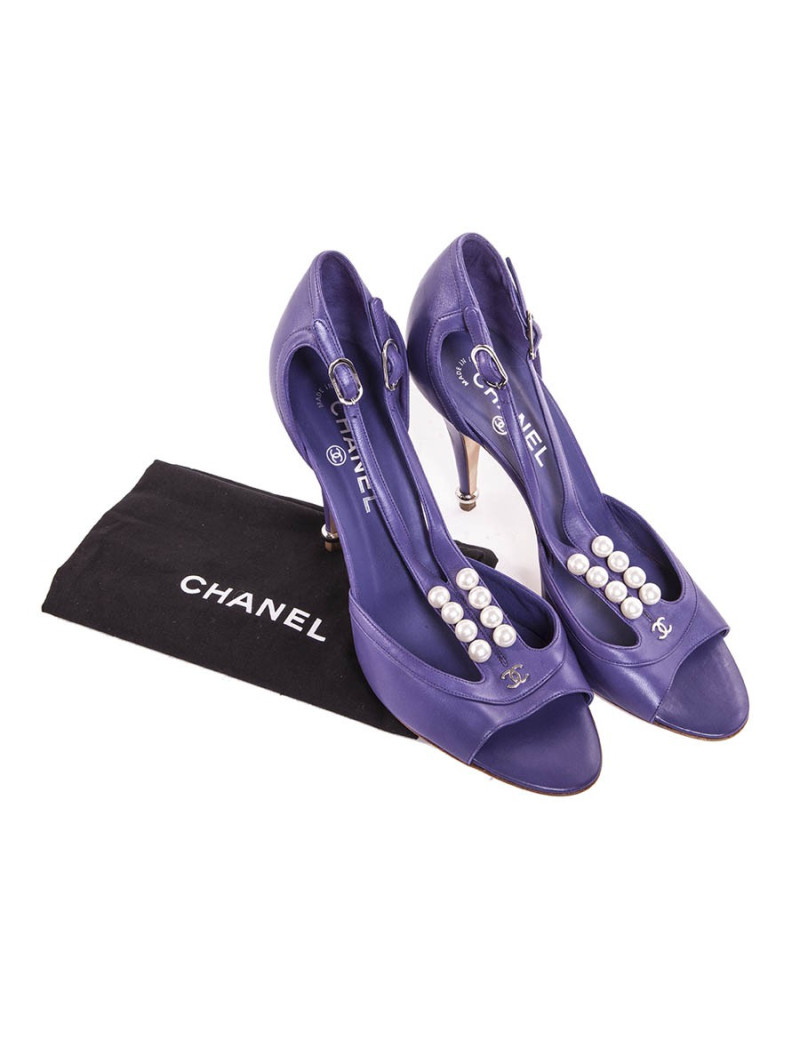 CHANEL T 40 en Purple Leather pumps