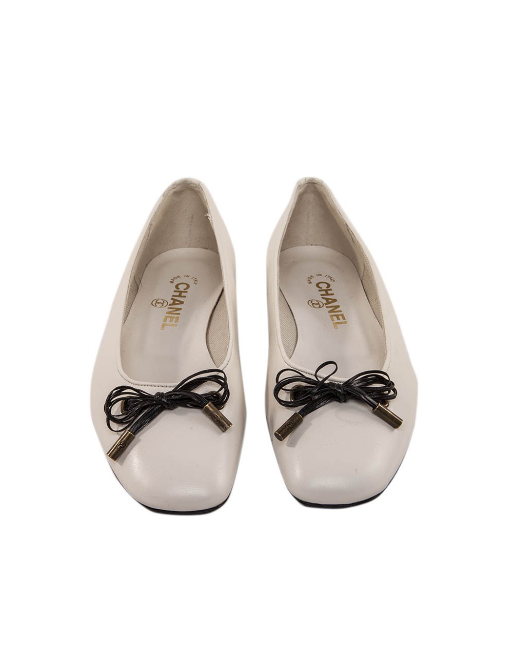 CHANEL T 37 EN White Leather ballerinas