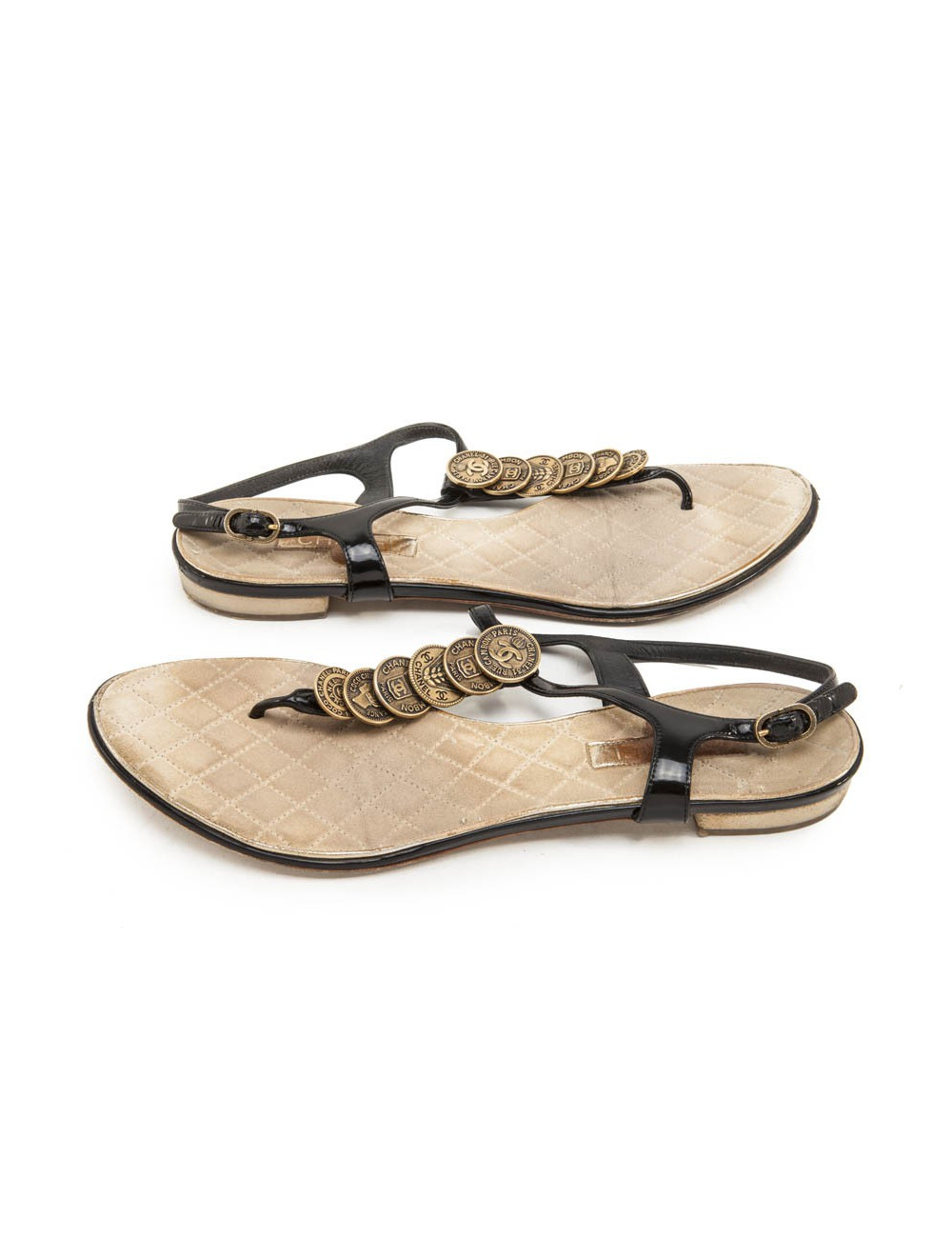 Mules CHANEL T 39.5 C cuir verni noir