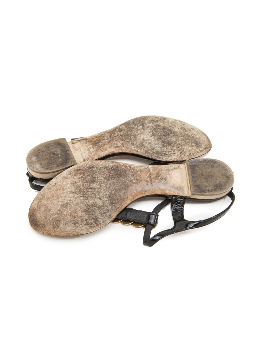 Mules CHANEL T 39.5 C cuir verni noir