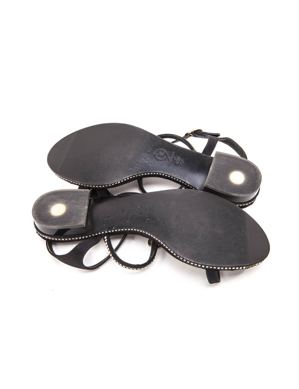 Mules CHANEL strass T 40 C satin noir