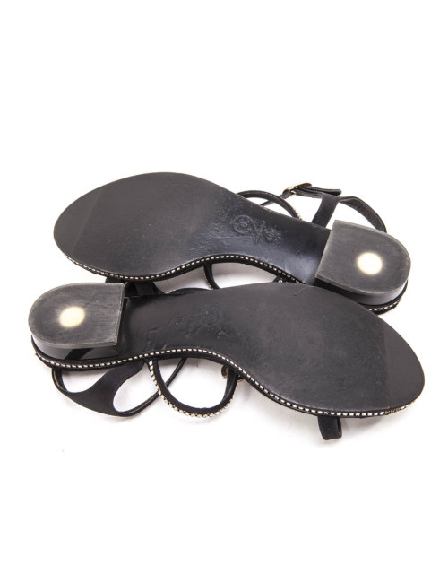 Mules CHANEL strass T 40 C satin noir