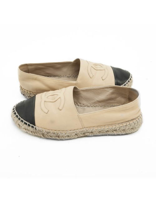 Espadrilles CHANEL T 40 cuir bicolore
