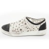 CHANEL T 39.5 black and white leather and embroidery sneakers