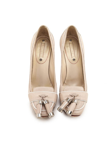 Escarpins CELINE T 37 cuir rose pâle et blanc 2