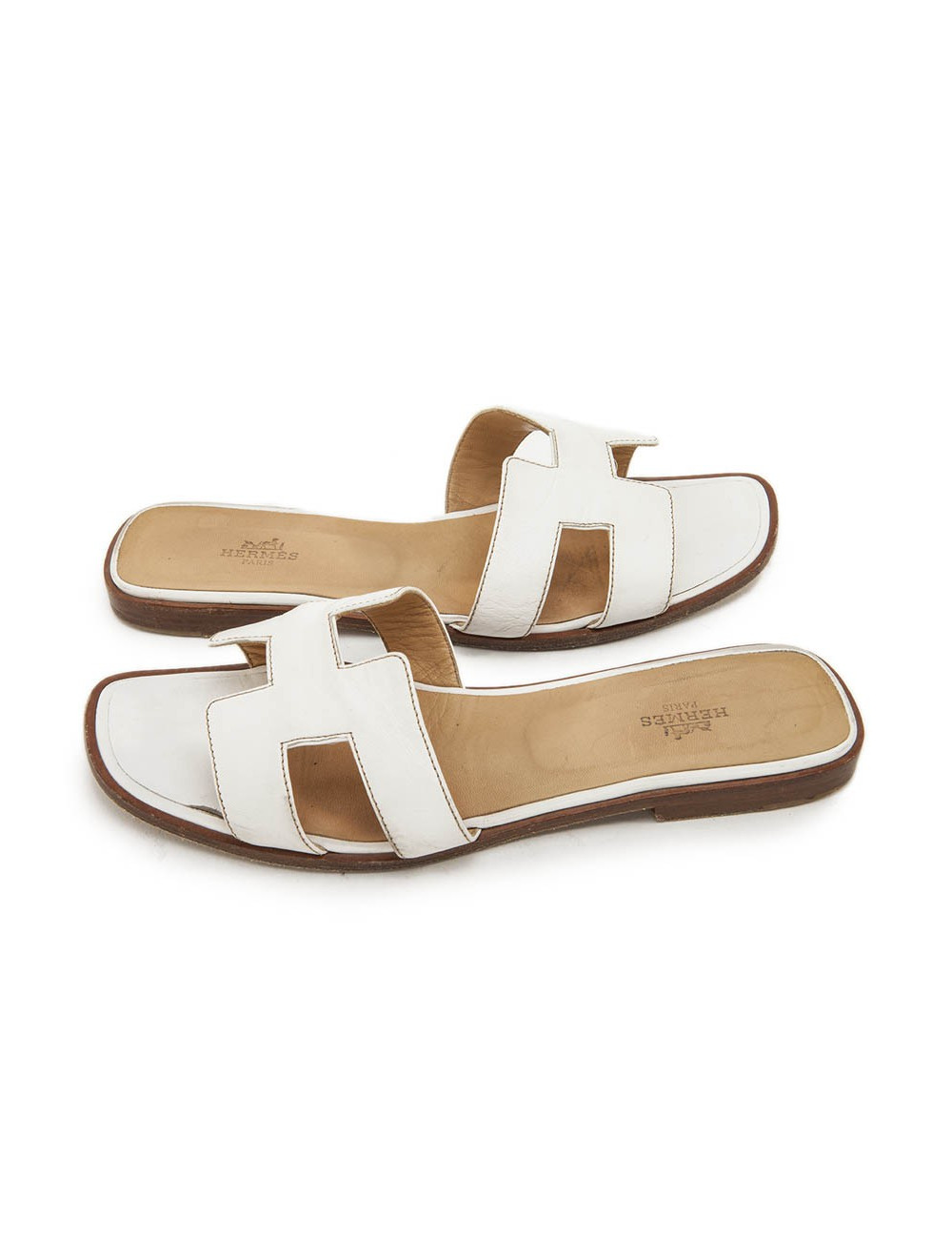 Mules Oran HERMES T 39.5 cuir blanc
