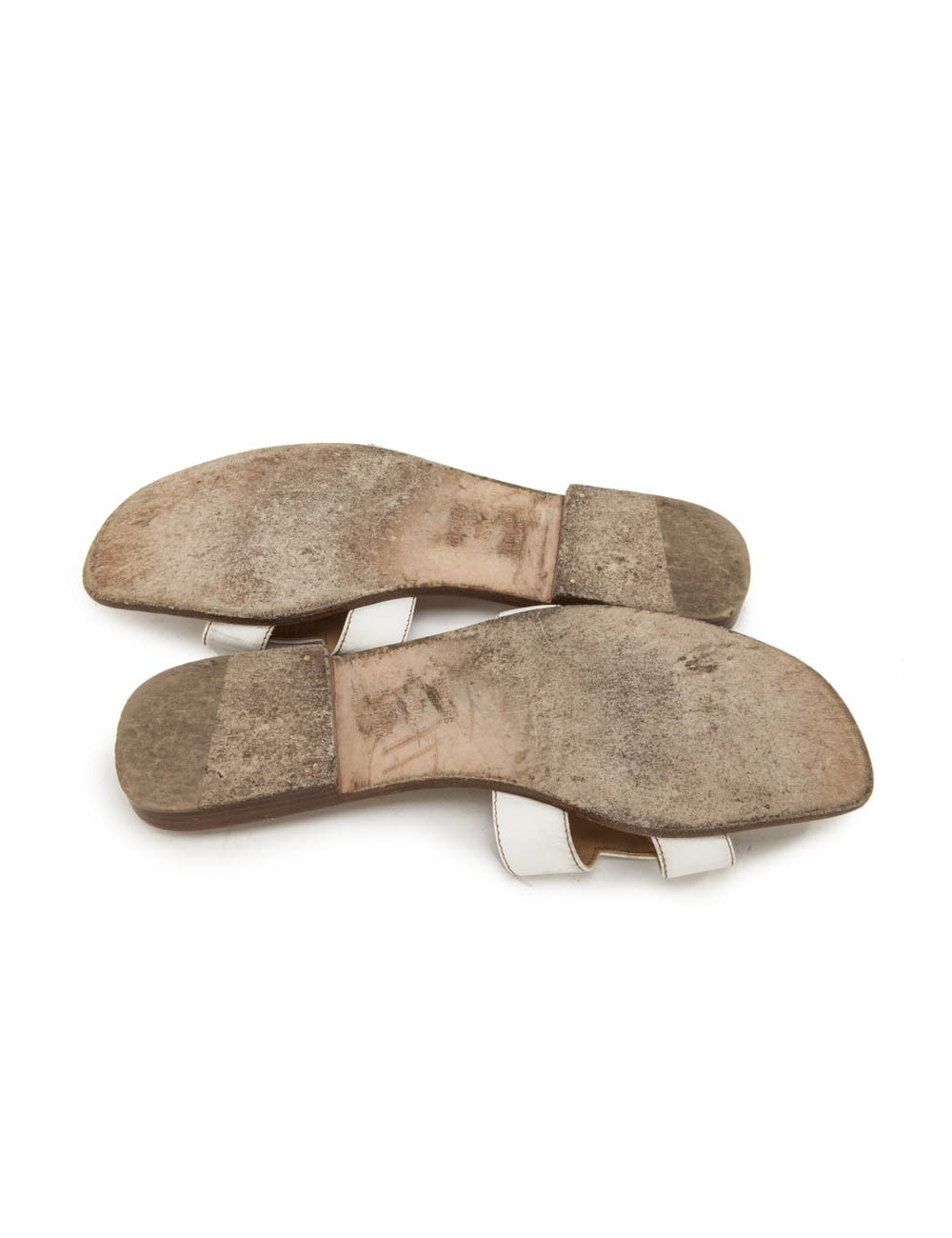 Oran HERMES T 39.5 en White Leather mules