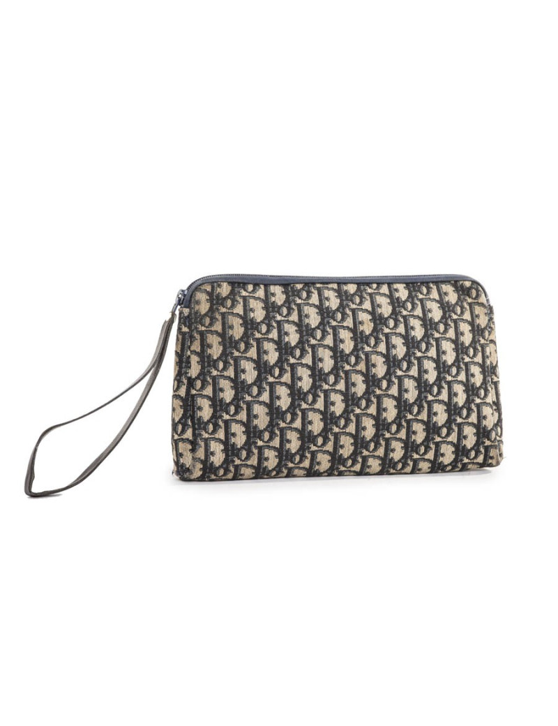 Pochette CHRISTIAN DIOR Vintage toile oblique bleue