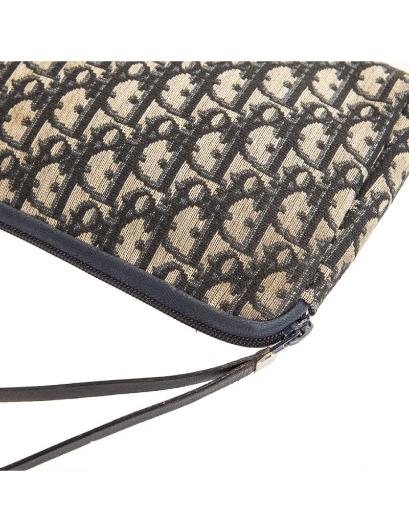 CHRISTIAN DIOR Vintage canvas pouch oblique blue