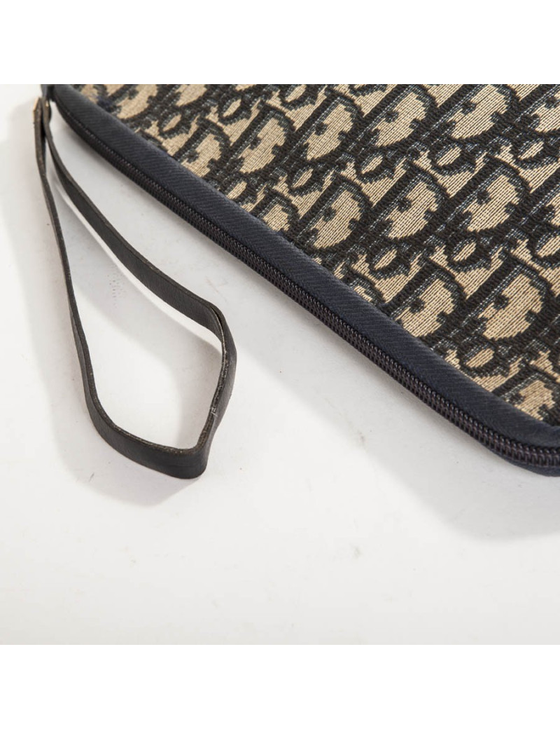 CHRISTIAN DIOR Vintage canvas pouch oblique blue