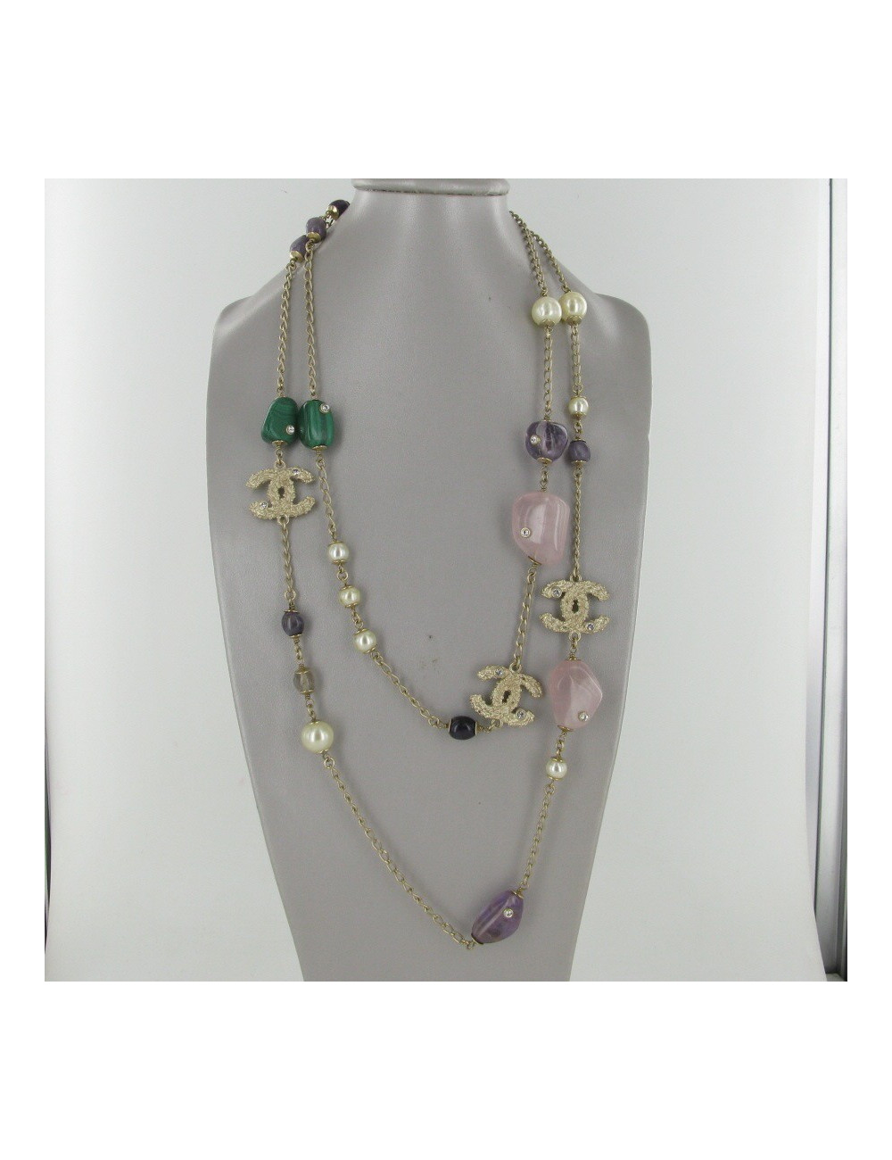 Sautoir pierres multicolores CHANEL